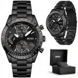  Shop Authentic Hugo Boss Pilot Edition Chronograph Black Dial Black Steel Strap Watch for Men - 1513854 - Luxxuri