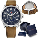  Shop Authentic Tommy Hilfiger Briggs Chronograph Blue Dial Brown Leather Strap Watch for Men - 1791424 - Luxxuri