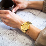  Shop Authentic Guess Cubed Analog Gold Dial Gold Steel Strap Watch For Women - GW0606L2 - Luxxuri