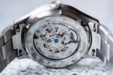  Shop Authentic Fossil Forrester Automatic Skeleton Black Dial Silver Steel Strap Watch for Men - ME3180 - Luxxuri