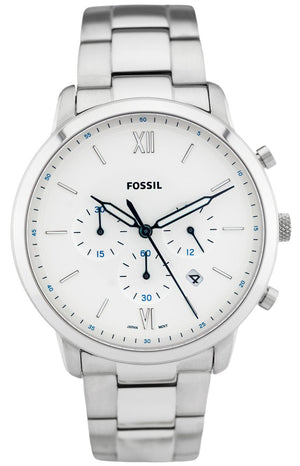  Shop Authentic Fossil Neutra Chronograph White Dial Silver Steel Strap Watch for Men - FS5433 - Luxxuri