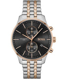  Shop Authentic Hugo Boss Associate Chronograph Black Dial Two Tone Steel Strap Watch for Men - 1513840 - Luxxuri