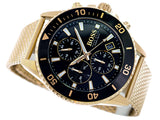  Shop Authentic Hugo Boss Admiral Chronograph Black Dial Gold Mesh Bracelet Watch for Men - 1513906 - Luxxuri
