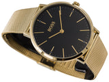  Shop Authentic Hugo Boss Horizon Quartz Black Dial Gold Mesh Bracelet Watch For Men - 1513735 - Luxxuri