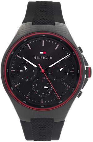  Shop Authentic Tommy Hilfiger Justin Black Dial Black Rubber Strap Watch For Men - 1792056 - Luxxuri