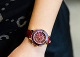  Shop Authentic Swarovski Octea Lux Chrono Red Dial Red Leather Strap Watch for Women - 5547642 - Luxxuri