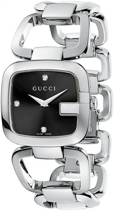  Shop Authentic Gucci G Gucci Diamonds Black Dial Silver Steel Strap Watch For Women - YA125406 - Luxxuri
