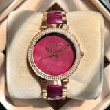  Shop Authentic Michael Kors Parker Pink Mother of Pearl Dial Two Tone Steel Strap Watch for Women - MK6490 - Luxxuri
