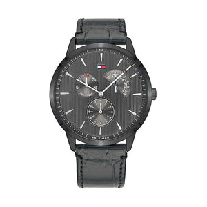  Shop Authentic Tommy Hilfiger Brad Chronograph Quartz Grey Dial Grey Leather Strap Watch For Men - 1710388 - Luxxuri