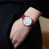  Shop Authentic Emporio Armani Gianni T-Bar Analog Mother of Pearl Dial Red Leather Strap Watch For Women - AR11322 - Luxxuri
