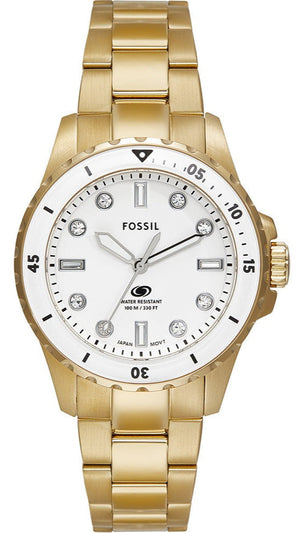  Shop Authentic Fossil Blue Dive Three Hand White Dial Gold Steel Strap Watch For Women - ES5350 - Luxxuri