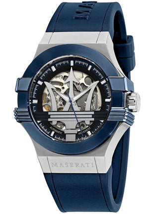  Shop Authentic Maserati Potenza Skeleton Dial Quartz Blue Silicon Watch For Men - R8821108028 - Luxxuri
