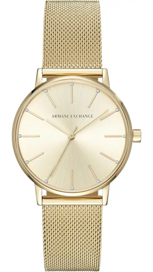  Shop Authentic Armani Exchange Lola Analog Gold Dial Gold Mesh Strap Watch For Women - AX5536 - Luxxuri