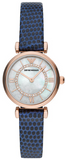  Shop Authentic Emporio Armani Gianni T-Bar Analog Mother of Pearl Dial Blue Leather Strap Watch For Women - AR11468 - Luxxuri