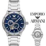  Shop Authentic Emporio Armani Mario Chronograph Automatic Blue Dial Silver Steel Strap Watch For Men - AR60052 - Luxxuri