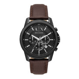  Shop Authentic Armani Exchange Outerbanks Chronograph Black Dial Brown Leather Strap Watch For Men - AX1732 - Luxxuri