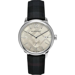  Shop Authentic Burberry Classic Round Cream Dial Black Leather Strap Watch for Men - BU10008 - Luxxuri