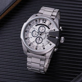  Shop Authentic Diesel Mega Chief Chronograph Silver Dial Silver Steel Strap Watch For Men - DZ4501 - Luxxuri