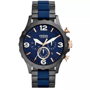  Shop Authentic Fossil Nate Chronograph Blue Dial Two Tone Steel Strap Watch for Men - JR1494 - Luxxuri