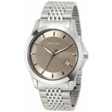  Shop Authentic Gucci G Timeless Brown Dial Silver Steel Strap Watch For Men - YA126406 - Luxxuri