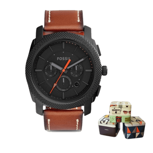  Shop Authentic Fossil Machine Chronograph Black Dial Brown Leather Strap Watch for Men - FS5234 - Luxxuri