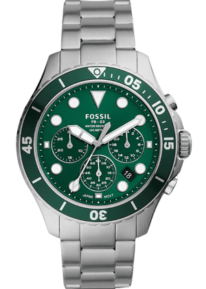  Shop Authentic Fossil FB-03 Chronograph Green Dial Silver Steel Strap Watch for Men - FS5726 - Luxxuri