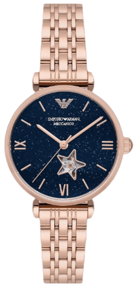  Shop Authentic Emporio Armani Meccanico Crystals Black Dial Rose Gold Steel Strap Watch For Women - AR60043 - Luxxuri