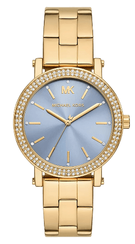  Shop Authentic Michael Kors Quartz Blue Dial Gold Steel Strap Watch for Men - MKO1048 - Luxxuri