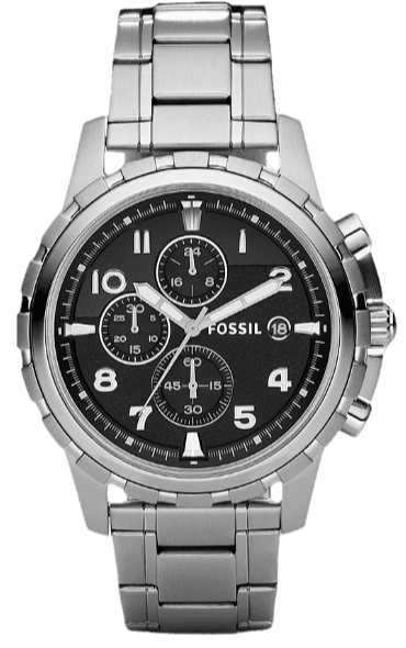  Shop Authentic Fossil Dean Chronograph Black Dial Silver Steel Strap Watch for Men - FS4542 - Luxxuri