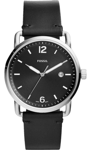 Shop Authentic Fossil The Commuter Black Dial Black Leather Strap Watch for Men - FS5406 - Luxxuri