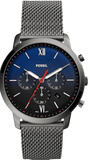  Shop Authentic Fossil Neutra Chronograph Blue Dial Silver Mesh Bracelet Watch for Men - FS5383 - Luxxuri