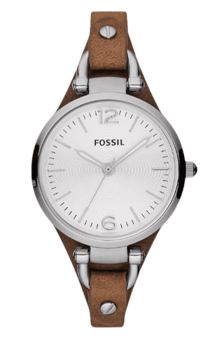  Shop Authentic Fossil Georgia White Dial Brown Leather Strap Watch for Women - ES3060 - Luxxuri
