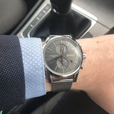  Shop Authentic Hugo Boss Jet Chronograph Grey Dial Silver Mesh Bracelet Watch for Men - 1513440 - Luxxuri