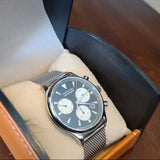  Shop Authentic Movado Heritage Calendoplan Chronograph Black Dial Silver Mesh Strap Watch for Men - 3650097 - Luxxuri