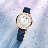  Shop Authentic Emporio Armani Gianni T-Bar Analog Mother of Pearl Dial Blue Leather Strap Watch For Women - AR11468 - Luxxuri