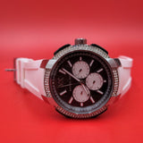  Shop Authentic Michael Kors Sidney Multifunction Black Dial White Silicone Strap Watch For Women - MK6947 - Luxxuri