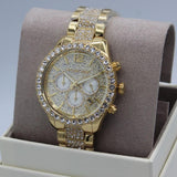  Shop Authentic Michael Kors Layton Chronograph Gold Dial Gold Steel Strap Watch For Women - MK6977 - Luxxuri