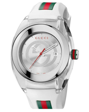  Shop Authentic Gucci SYNC XXL White Dial White Rubber Strap Watch For Men - YA137102 - Luxxuri