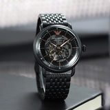  Shop Authentic Emporio Armani Automatic Multifunction Black Dial Black Mesh Bracelet Watch For Men - AR60025 - Luxxuri