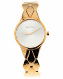 Calvin Klein Snake Silver Dial Rose Gold Steel Strap Watch For Women - K6E23646
