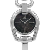  Shop Authentic Gucci Horsebit Collection Mother of Pearl Black Dial Silver Steel Strap Watch For Women - YA139503 - Luxxuri