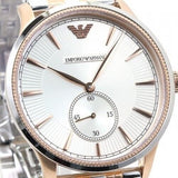  Shop Authentic Emporio Armani Classic Silver Dial Two Tone Steel Strap Watch For Men - AR1839 - Luxxuri