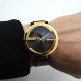  Shop Authentic Gucci G Interlocking Grammy Special Edition Black Dial Black Leather Strap Watch For Men - YA133212 - Luxxuri