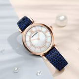  Shop Authentic Emporio Armani Gianni T-Bar Analog Mother of Pearl Dial Blue Leather Strap Watch For Women - AR11468 - Luxxuri