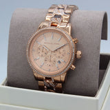  Shop Authentic Michael Kors Ritz Chronograph Rose Gold Dial Rose Gold Steel Strap Watch For Women - MK7223 - Luxxuri