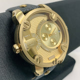  Shop Authentic Diesel Mr Daddy Gold Dial Black Leather Strap Watch For Men - DZ7363 - Luxxuri