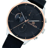  Shop Authentic Tommy Hilfiger Chase Chronograph Quartz Grey Dial Black Leather Strap Watch For Men - 1791488 - Luxxuri