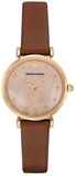  Shop Authentic Emporio Armani Gianni T Bar Quartz Pink Mother of Pearl Dial Brown Leather Strap Watch For Women - AR1960 - Luxxuri