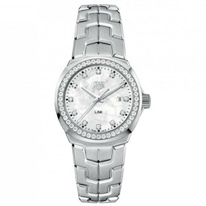  Shop Authentic Tag Heuer Link Quartz Diamonds Mother of Pearl Dial Silver Steel Strap Watch for Women - WBC1316.BA0600 - Luxxuri
