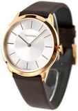  Shop Authentic Calvin Klein Minimal White Dial Brown Leather Strap Watch for Men - K3M216G6 - Luxxuri